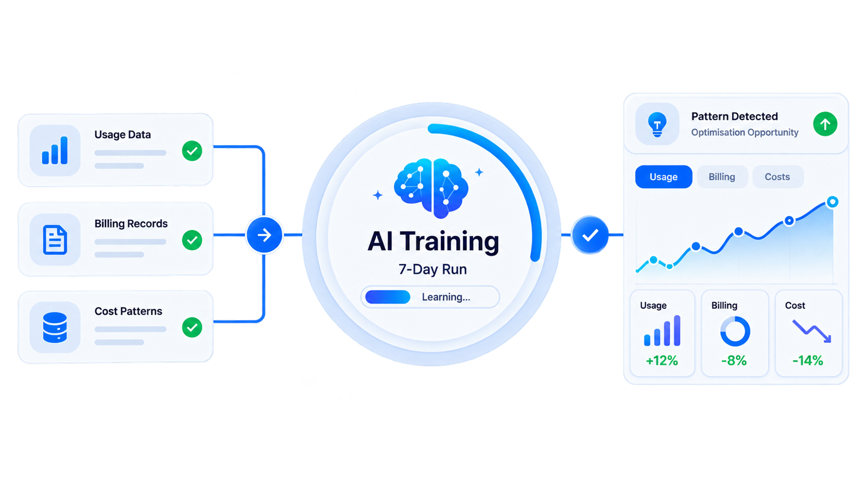 AI training run learning usage, billing, and cost patterns