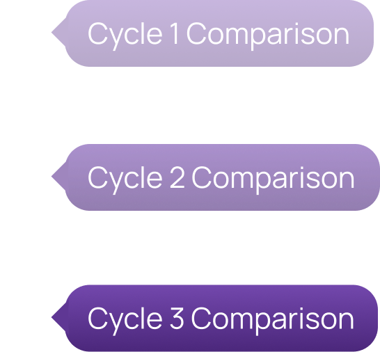Cycle one, cycle two, and cycle three comparison markers